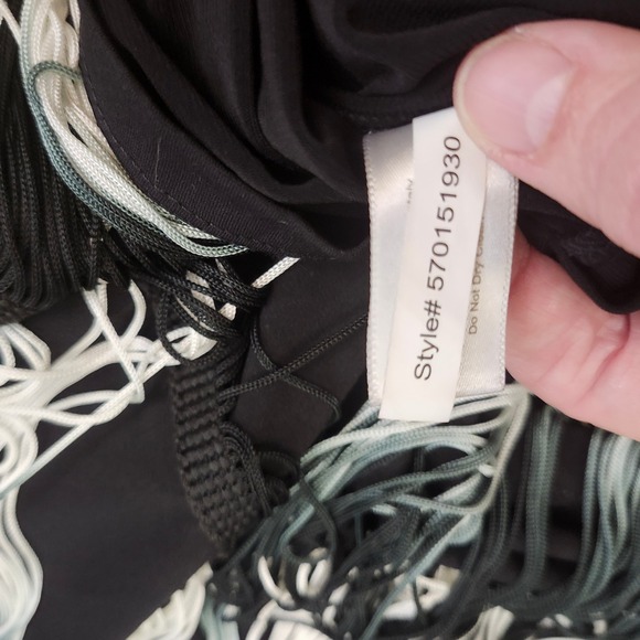 Boston Proper Womens Ombre Fringe Tiered Mini Dress Black White Sz 16 Boho Swing - Picture 10 of 10